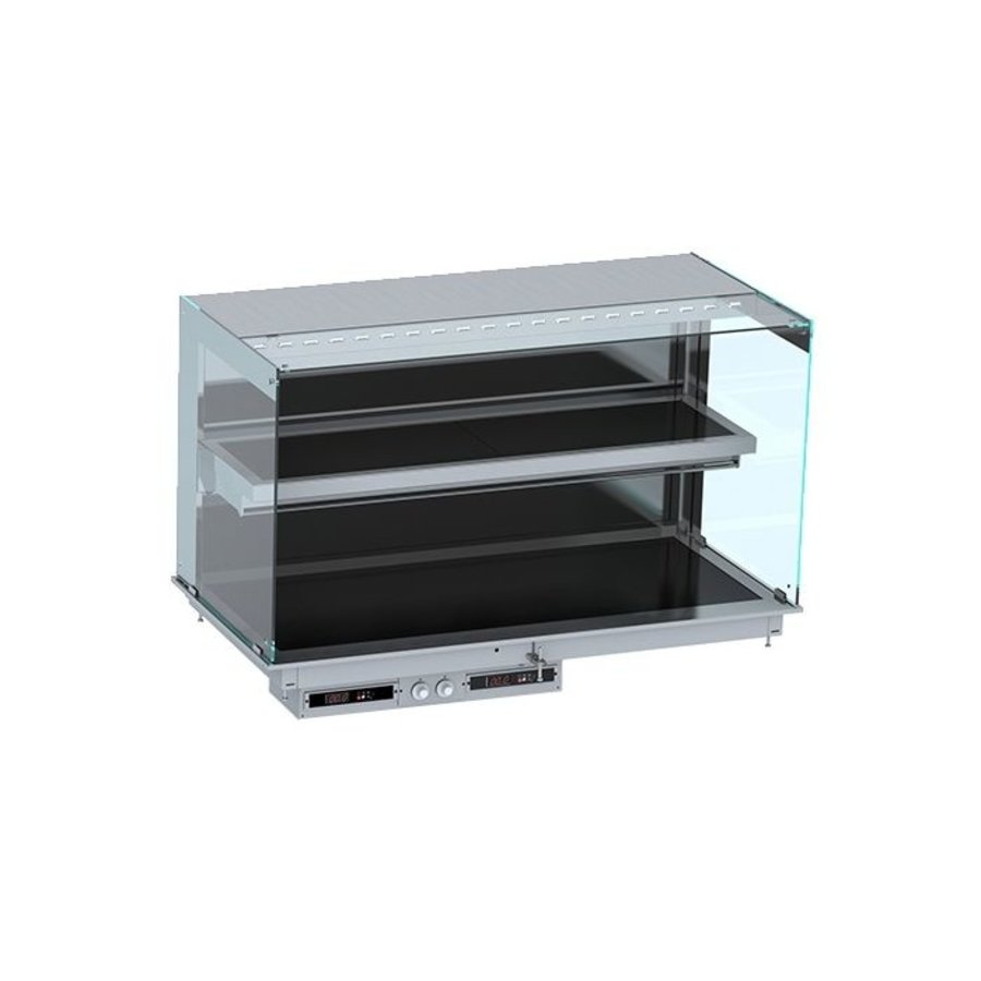 Warming display case straight wall model | Black | 30 to 120ºC