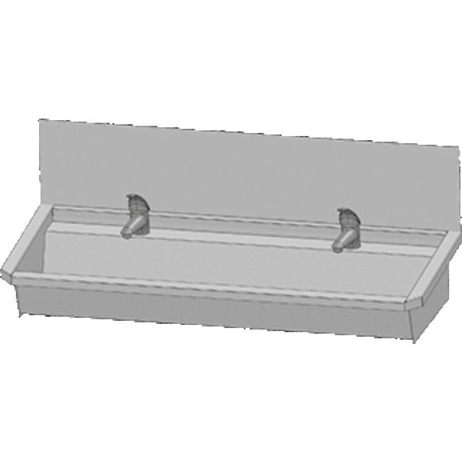 304 stainless steel washing trough with 2 taps | 120x47x20 CM