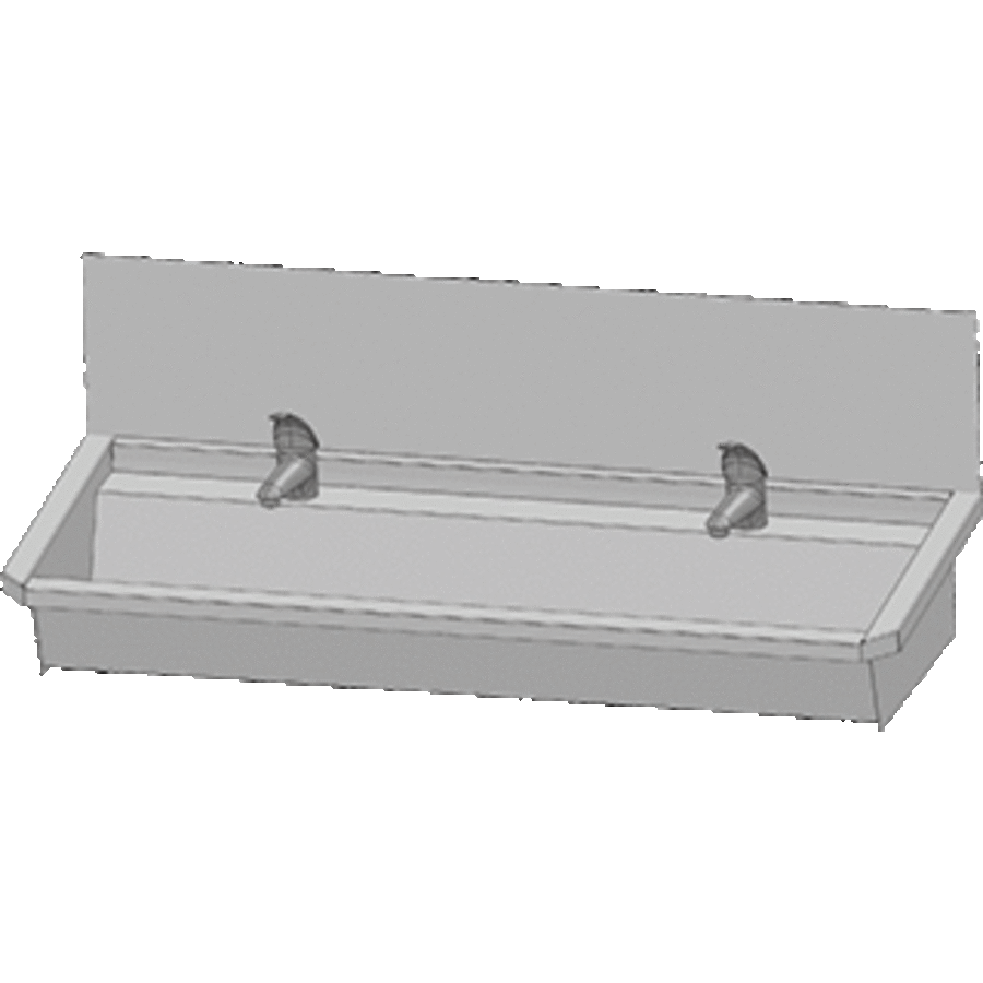 Bac de lavage en acier inoxydable 304 avec 2 robinets | 120x47x20 CM