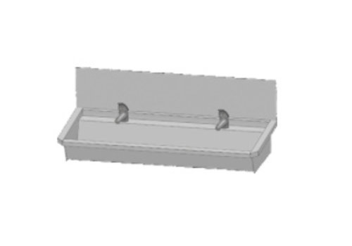  HorecaTraders Lavabo en acier inoxydable 304 avec 3 robinets | 120x47x20 CM 