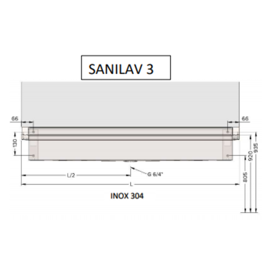 Bac de lavage en acier inoxydable 304 avec 3 robinets | 120x47x20 CM