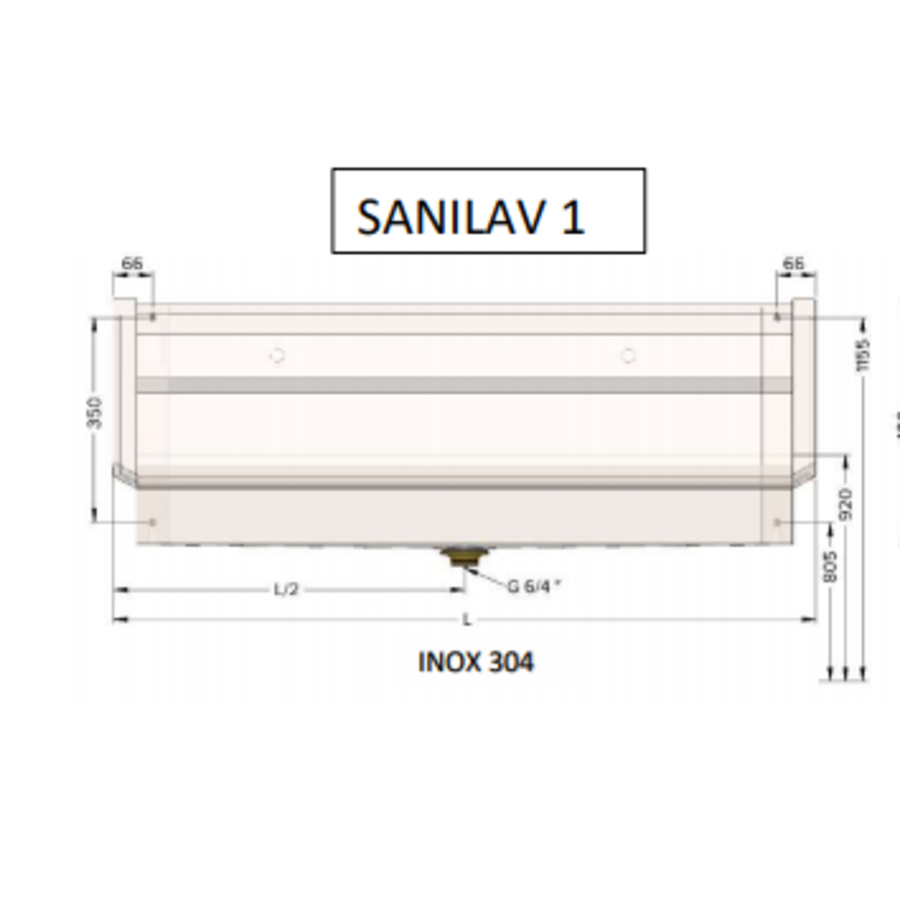 Bac de lavage en acier inoxydable 304 avec 3 robinets | 180x49x43CM