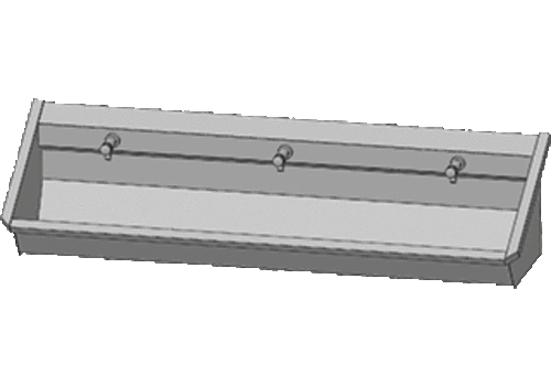  HorecaTraders Bac à laver en acier inoxydable 304 avec 3 robinets | 180x43x49 cm 