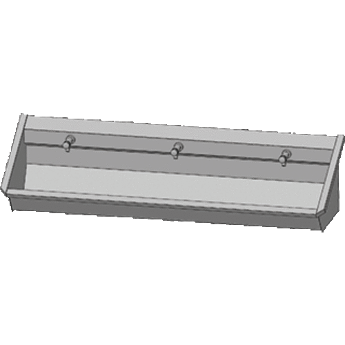  HorecaTraders Bac à laver en acier inoxydable 304 avec 3 robinets | 180x43x49 cm 