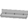 HorecaTraders Stainless steel 304 Washing trough with 3 taps | 180x19.7x47.4 cm