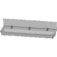 Edelstahl 304 Waschtrog mit 3 Wasserhähnen | 180x19,7x47,4 cm