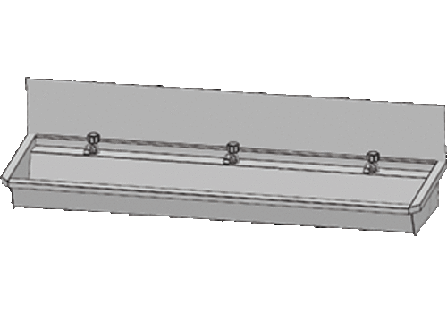 HorecaTraders Stainless steel 304 Washing trough with 3 taps | 180x19.7x47.4 cm 