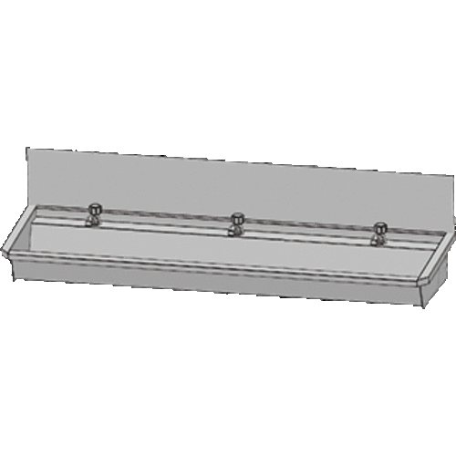  HorecaTraders RVS 304 Wastrog met 3 kranen | 180x19,7x47,4 cm 