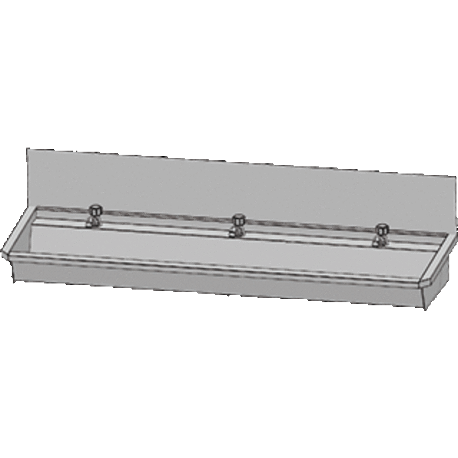 Stainless steel 304 Washing trough with 3 taps | 180x19.7x47.4 cm