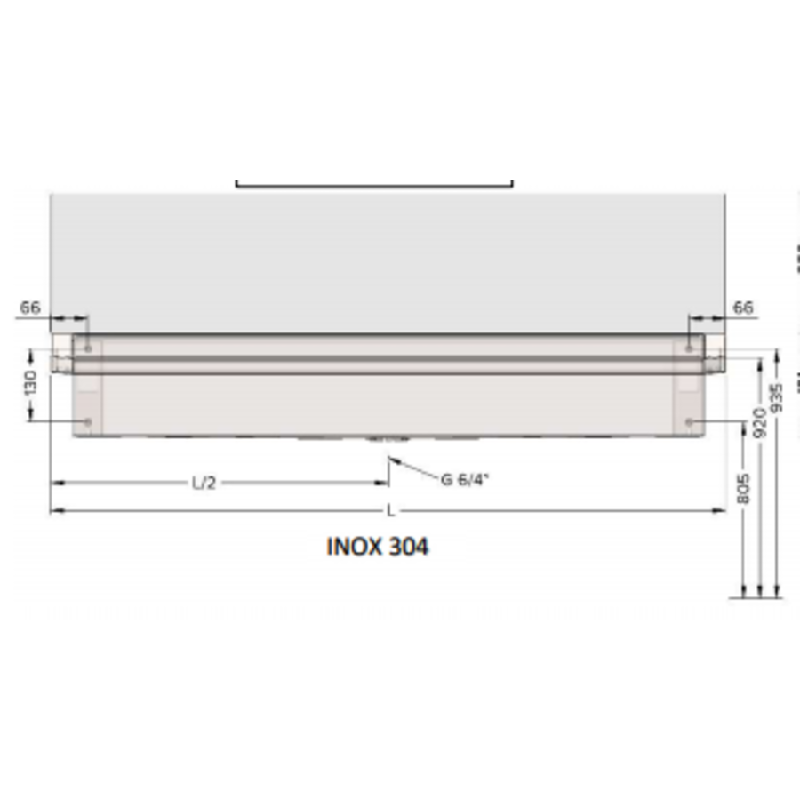 Stainless steel 304 Washing trough with 3 taps | 180x19.7x47.4 cm