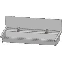 SS 304 Washing trough with 2 taps | 120x19.7x47.4 cm