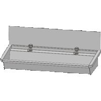 Stainless steel 304 Washing trough with 2 taps | 120x19.7x47.4 cm