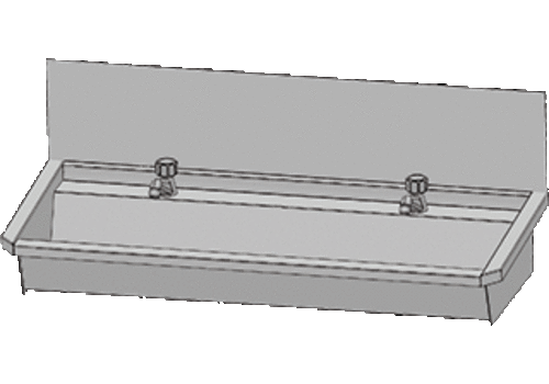  HorecaTraders RVS 304 Wastrog met 2 kranen | 120x19,7x47,4 cm 