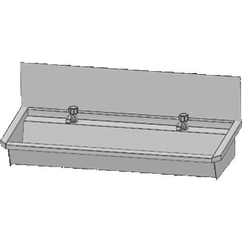  HorecaTraders Bac à laver en acier inoxydable 304 avec 2 robinets | 120x19,7x47,4 cm 