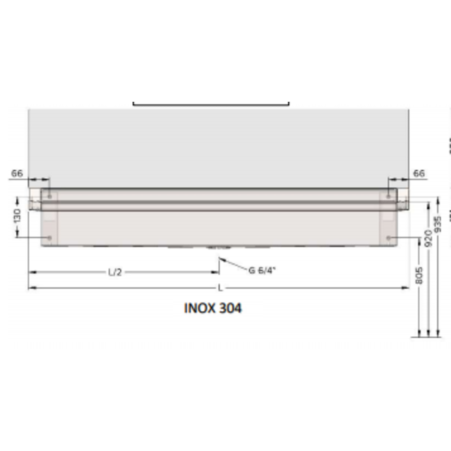 RVS 304 Wastrog met 4 kranen | 240x19,7x47,4 cm