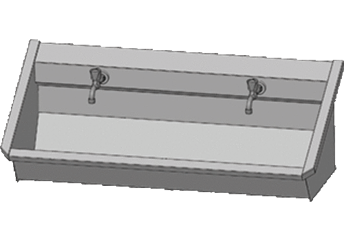  HorecaTraders Edelstahl 304 Waschtrog mit 2 Wasserhähnen | 120x43x49 cm 