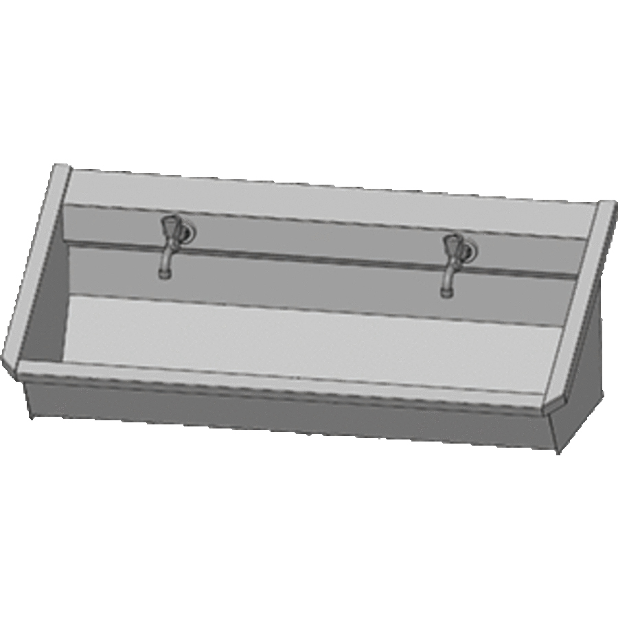 Bac à laver en acier inoxydable 304 avec 2 robinets | 120x43x49 cm