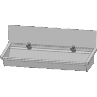 Bac à laver en acier inoxydable 304 avec 2 robinets | 120x19,7x47,4 cm