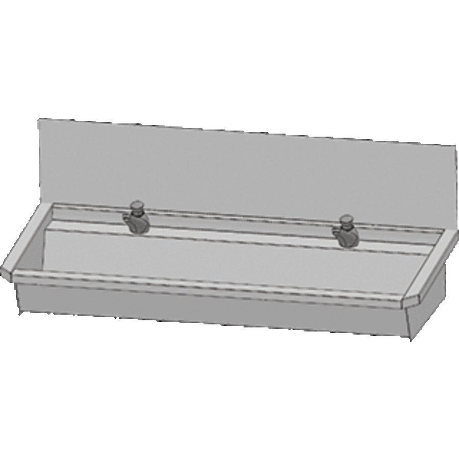 Bac à laver en acier inoxydable 304 avec 2 robinets | 120x19,7x47,4 cm