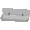 HorecaTraders Bac à laver en acier inoxydable 304 avec 2 robinets | 120x19,7x47,4 cm