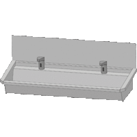 Bac à laver en acier inoxydable 304 avec 2 robinets | 120x19,7x47,4 cm