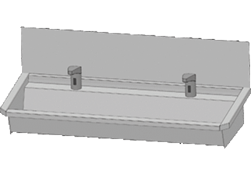  HorecaTraders Bac à laver en acier inoxydable 304 avec 2 robinets | 120x19,7x47,4 cm 