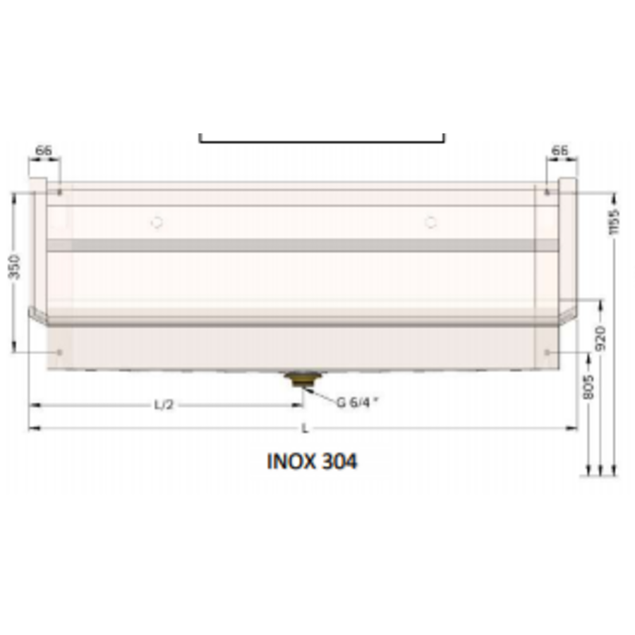 SS 304 Washing trough with 2 taps | 120x43x49 cm