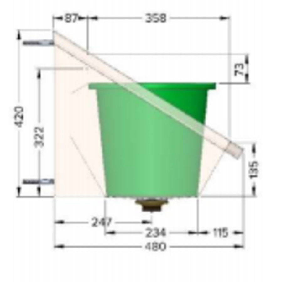 RVS 304 Wastrog met 2 kranen | 120x43x49 cm