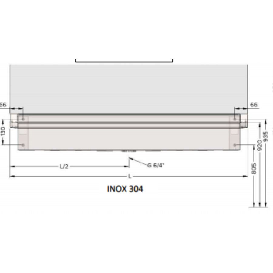 RVS 304 Wastrog met 2 kranen | 120x19,7x47,4 cm