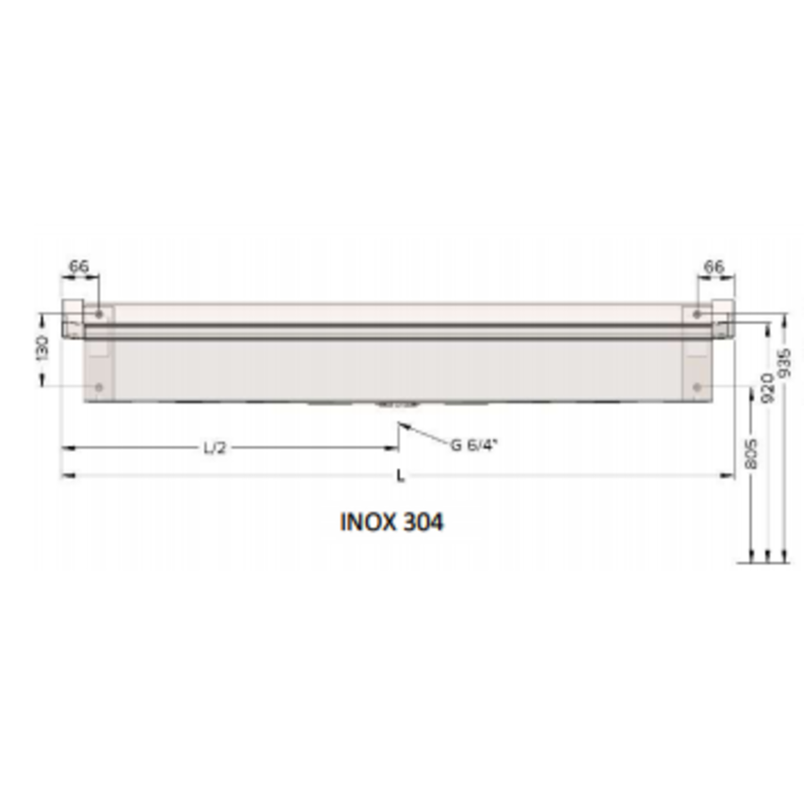 RVS 304 Wastrog zonder kranen | 120x19,7x47,4 cm