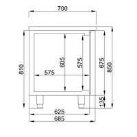 Koelwerkbank | RVS | 3-deurs | 1865x700x850 mm