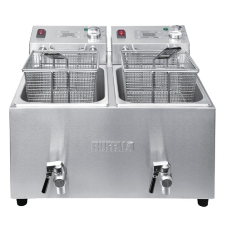 Buffalo Doppelfritteuse | 2x8L | 2900 W | Timer | 51x56,5x44 cm