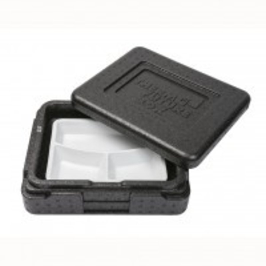 Lunch box black | with extras | 25.5 x 20.5 x 5 cm