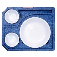 Boîte à dîner double | Chaud/froid | Bleu | 44x37x14 cm