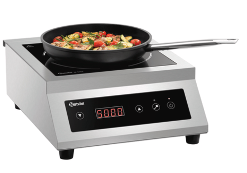  Bartscher Plaque à induction | acier inoxydable | 400 V | 5 000 watts | 400x535x183 