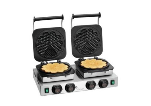  Bartscher Double waffle iron | stainless steel | Heart shaped waffle 