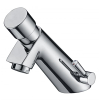 Self-closing stainless steel washbasin tap