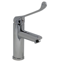 Robinet de lavabo en acier inoxydable avec commande au coude