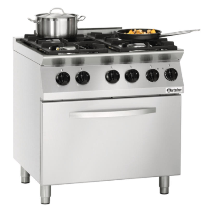 Cuisinière à gaz en acier | Gaz naturel | 4 brûleurs de cuisson