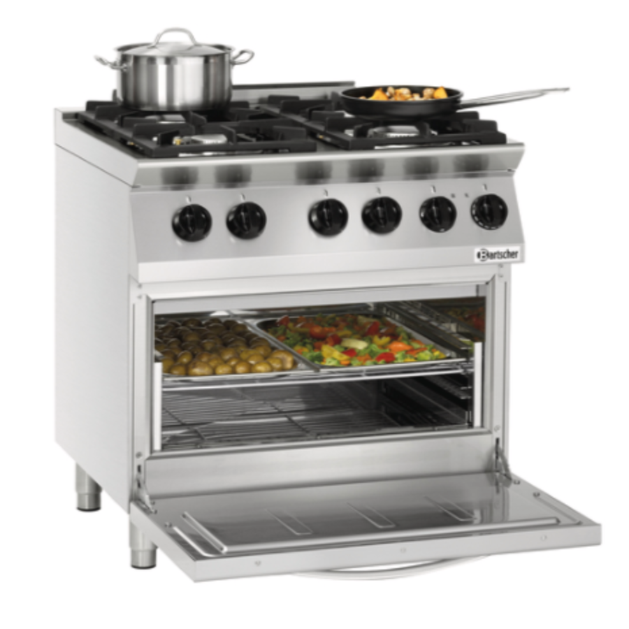 Cuisinière à gaz en acier | Gaz naturel | 4 brûleurs de cuisson
