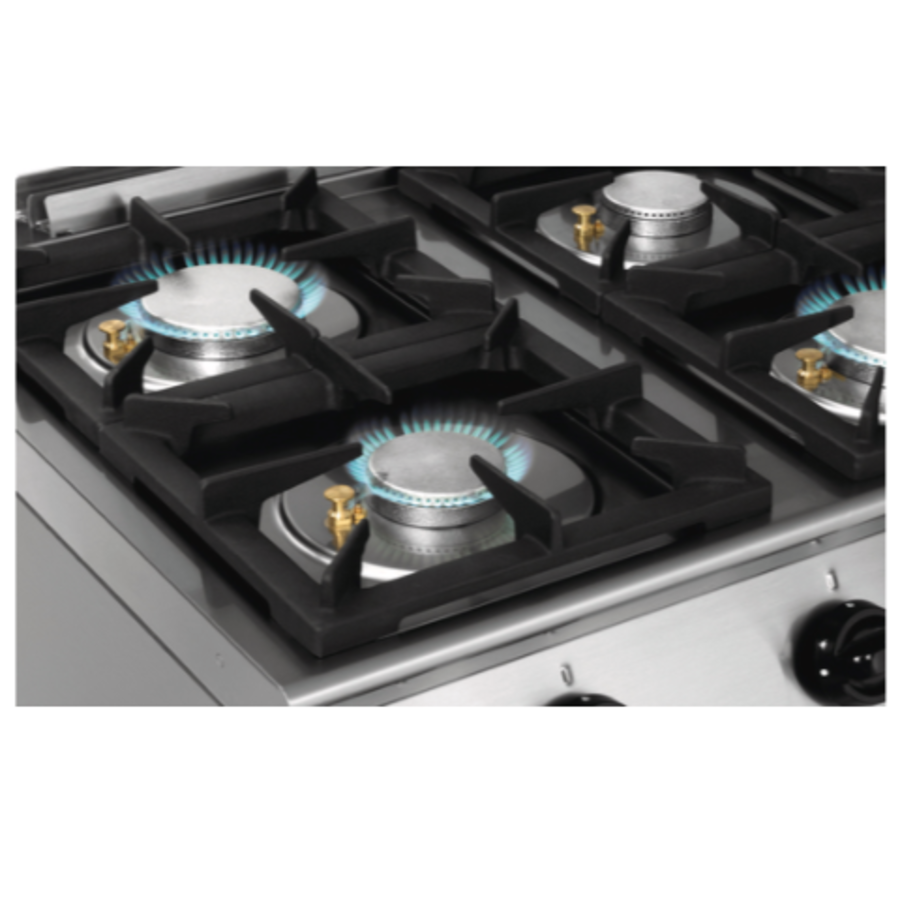 Cuisinière à gaz en acier | Gaz naturel | 4 brûleurs de cuisson