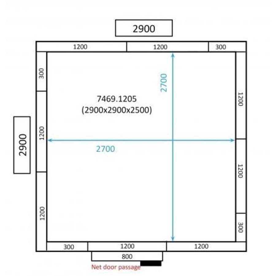 Vriescel 290X290X(h)250 cm | -10/-20 °C