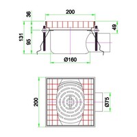 Floor drain stainless steel 20 x 20 x 13.1 cm