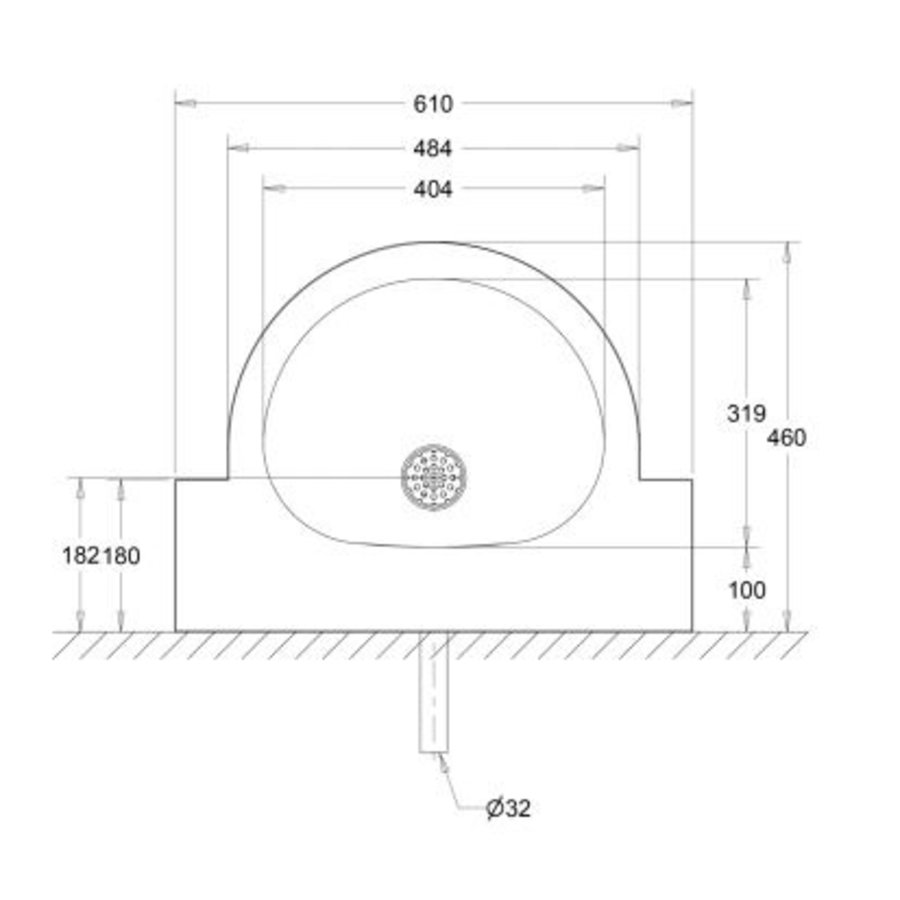 Stainless steel wall washbasin Urban II | D - Shape