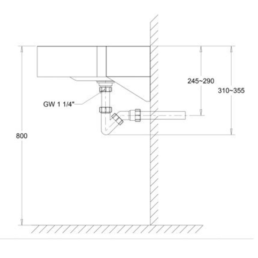 Stainless steel wall washbasin Urban II | D - Shape