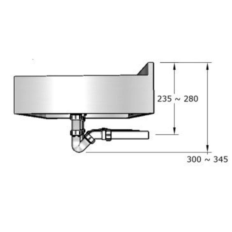 meervoudige wastafel | RVS | D 565 x H 200 mm