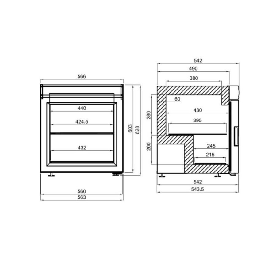 Freezer | Table model | Glass door | 73L