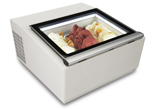  Combisteel Table model ice cream display case | 3x 5 Liter | Opens on operating side | Black or white 