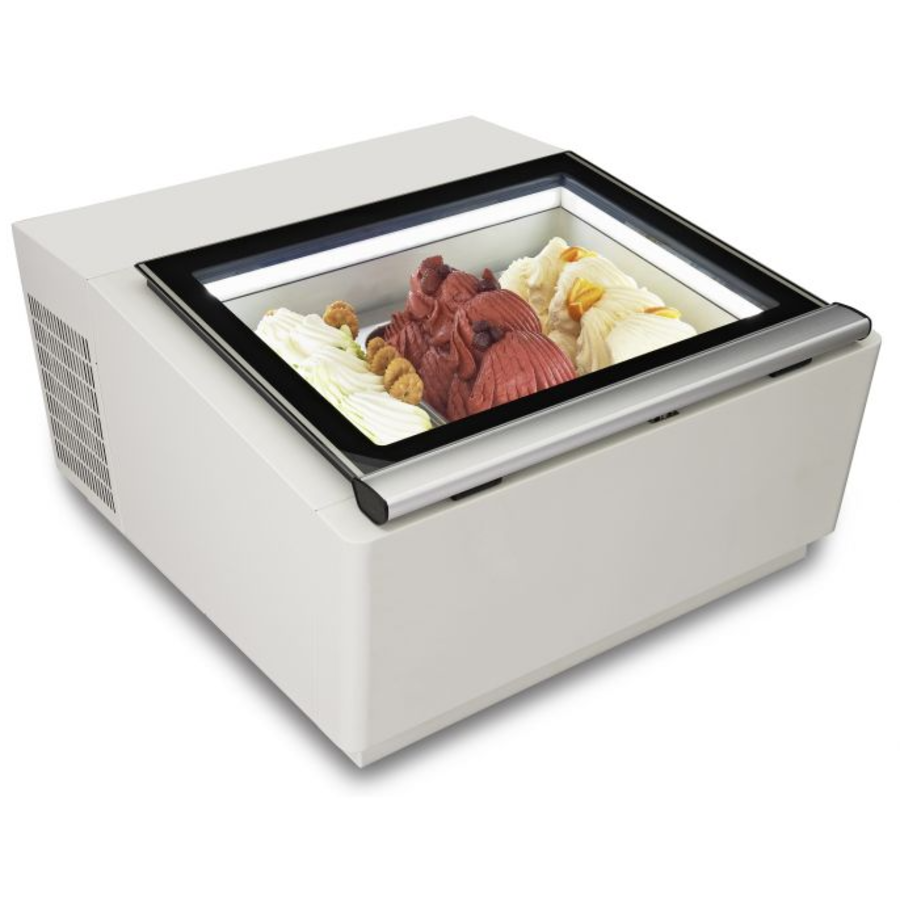Vitrine à glaces modèle de table | 3x 5 litres| Ouvre le côté contrôle | Noir ou blanc