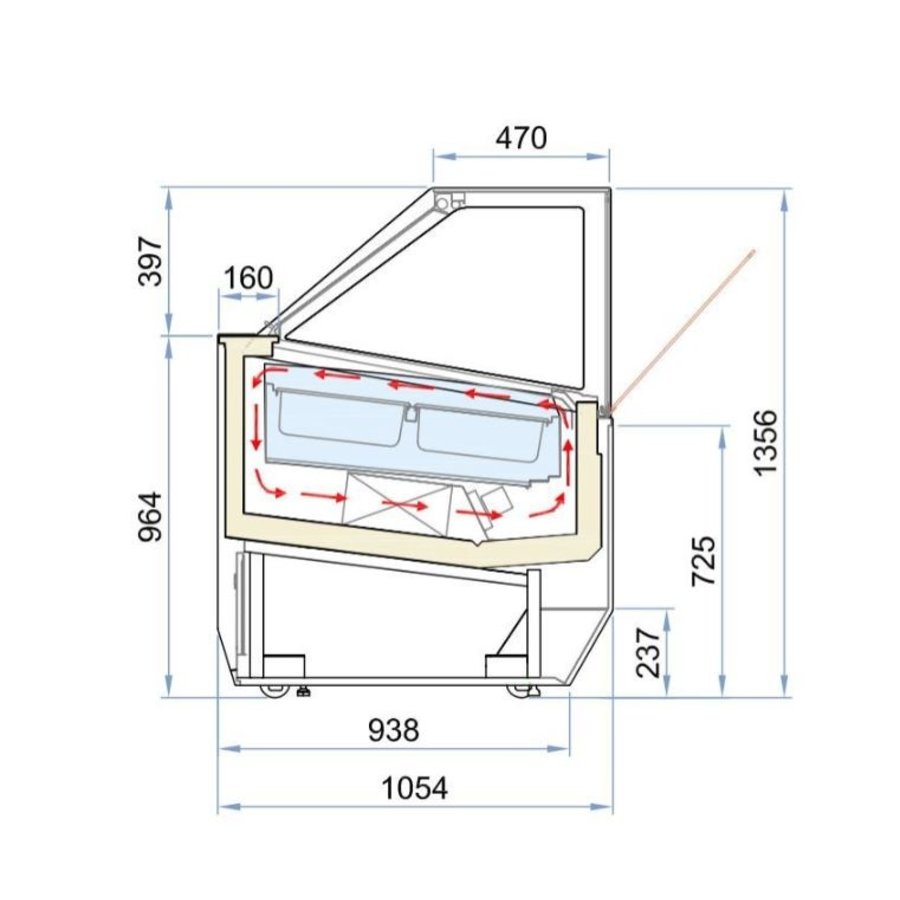 Schepijsvitrine | Geforceerd | 630L (5 formaten)